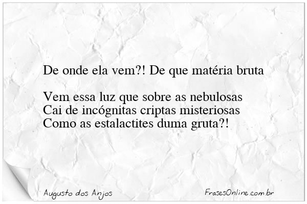 Frase de Augusto dos Anjos