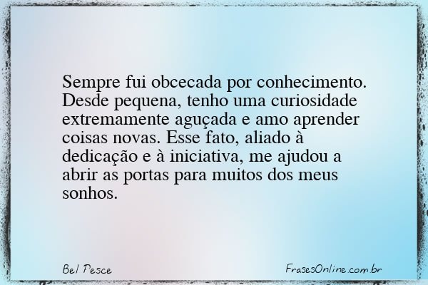 Frase de Bel Pesce