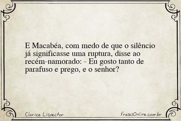 Frase de Clarice Lispector