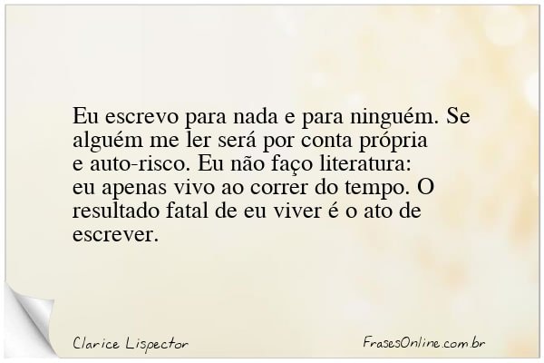 Frase de Clarice Lispector