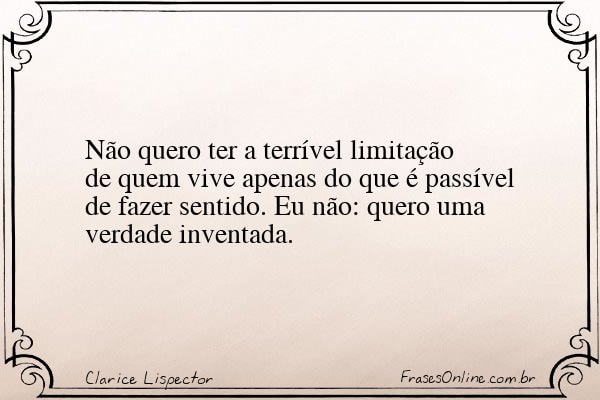 Frase de Clarice Lispector