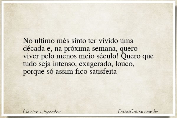 Frase de Clarice Lispector