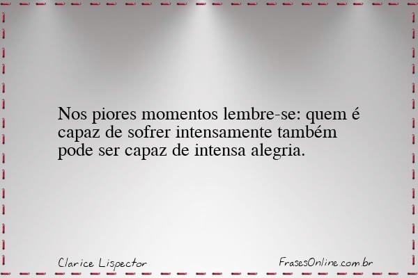Frase de Clarice Lispector