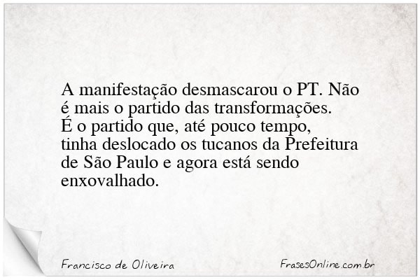 Frase de Francisco de Oliveira