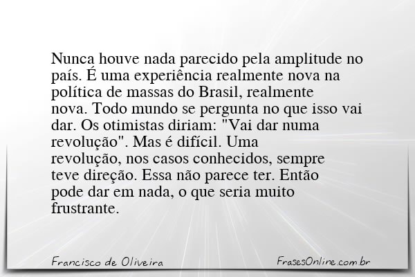 Frase de Francisco de Oliveira