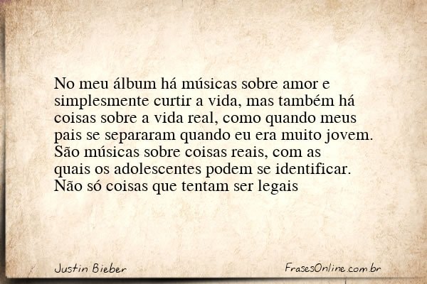 Frase de Justin Bieber