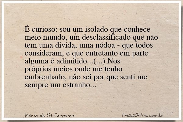 Frase de Mário de Sá-Carneiro