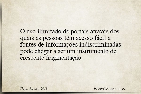 Frase de Papa Bento XVI