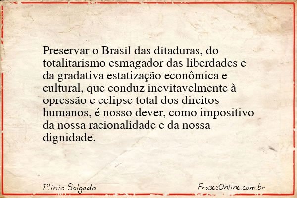 Frase de Plínio Salgado