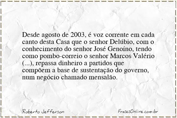 Frase de Roberto Jefferson