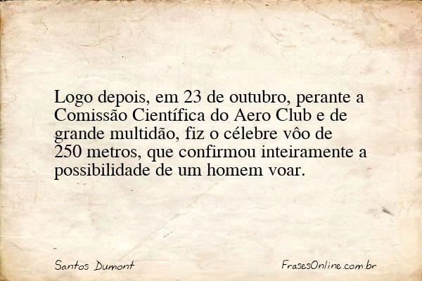 Frase de Santos Dumont